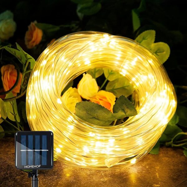 Homehop Decorative Solar Light 200Leds Waterproof String Pipe Lamp for Outdoor, Garden, Home Decor, and Tree with 8 Lighting Modes ‎Warm White,800Mah(20 M ABS+PC) - Image 4