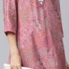 Ethnic Motifs Printed Shirt Collar Lace Insert A-Line Kurta - Image 2