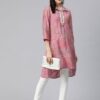 Ethnic Motifs Printed Shirt Collar Lace Insert A-Line Kurta - Image 3