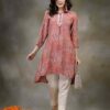 Ethnic Motifs Printed Shirt Collar Lace Insert A-Line Kurta - Image 4