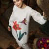 Women Printed Regular Linen Kurti with Trousers - Image 2