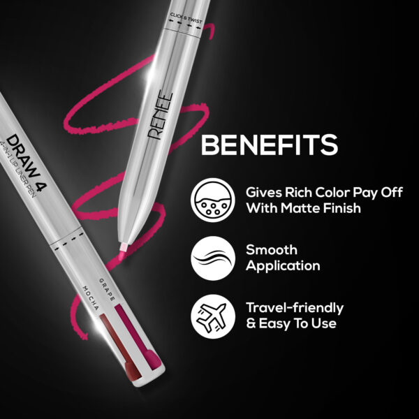 Renee Cosmetics Draw 4 4-In-1 Lip Liner (0.4 g) - Image 9