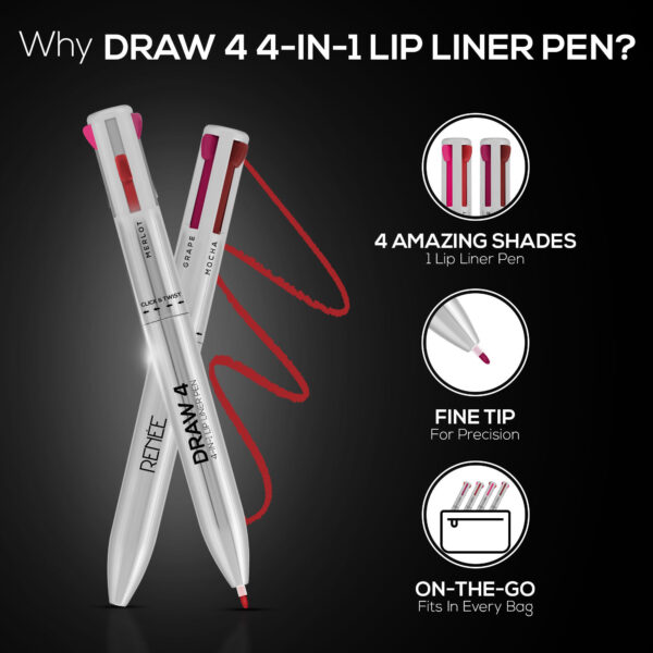 Renee Cosmetics Draw 4 4-In-1 Lip Liner (0.4 g) - Image 7
