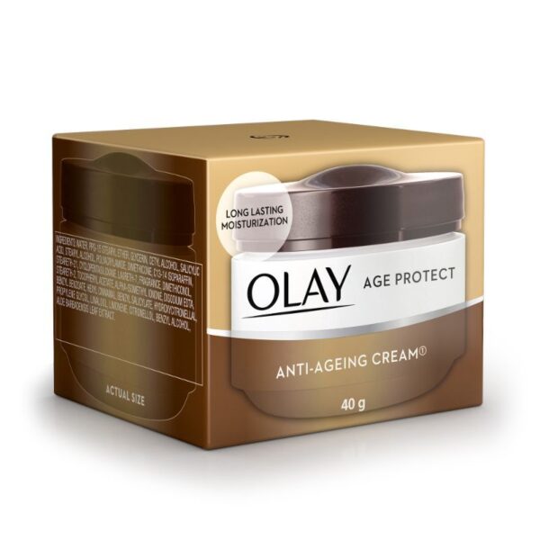 Olay Age Protect Anti-Ageing Cream, Lightens Dark Spots & Reduces Wrinkles With Salicylic Acid & BHA (40g) - Image 3