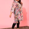 Plus Size Typography Printed Boxy Sheer Casual Shirt - Image 7