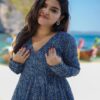 Bandhani Printed V-Neck Angrakha Pure Cotton Kurta With Palazzos And Dupatta - Image 3