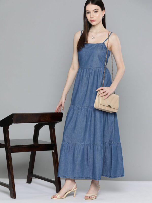 A-Line Denim Maxi Dress