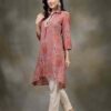 Ethnic Motifs Printed Shirt Collar Lace Insert A-Line Kurta - Image 9