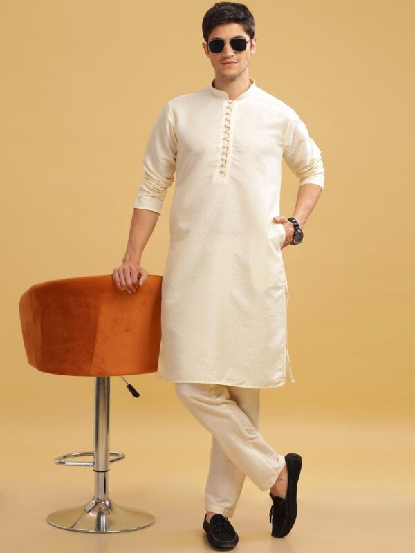 Men Floral Self Printed Long Kurta