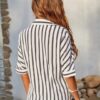 Women Comfort Cutaway Collar Vertical Striped Casual Shirt - Image 5