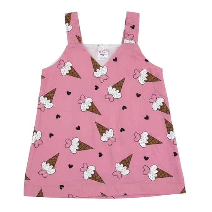 Girls Printed Frock Pack of 4 | 100% Combed Cotton Soft Sleeveless Kids Dress | Breathable Summer Wear for Girls, Lightweight, Comfortable Fit, Assorted Colours & Unique Designs - Image 3