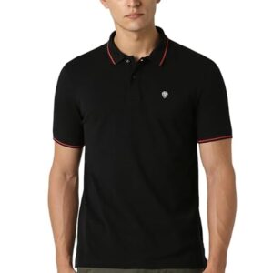 Men's Cotton Solid Regular Fit Collar Polo T-Shirt