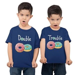 Kids' Cotton T-Shirt - Fun, Comfortable, and Perfect for Everyday Wear Twin Double Trouble Design Pack of 2