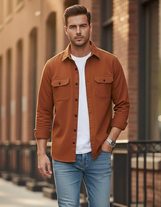 Men’s Stylish Cotton Blend Casual Shirt || Full Sleeve Button-Down Shirt with Dual Flap Pockets || Comfortable Breathable Fabric || Perfect for Casual Office and Outing Wear