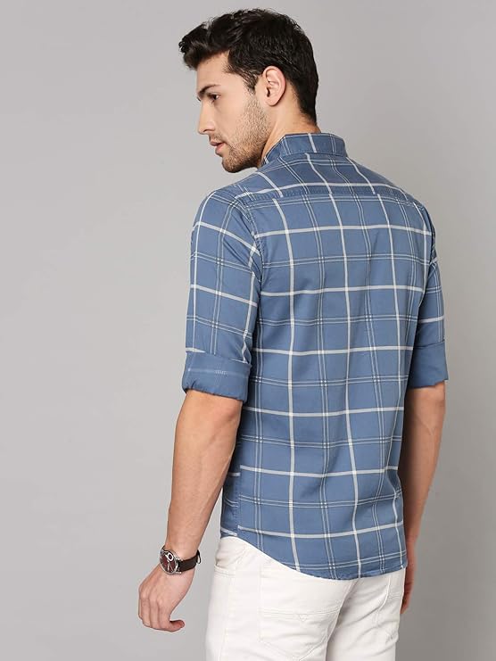 Men's Checkered Slim Fit Cotton Casual Shirt - Image 2