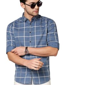 Men's Checkered Slim Fit Cotton Casual Shirt