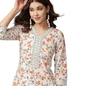 New Cotton Leaf Printed Casual Straight Kurta for Women | Women Formal Kurti