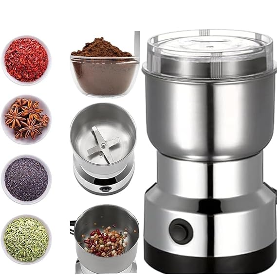 Stainless Steel Mini Electric Grinder β Compact Coffee, Spice, Masala, Nut & Grain Crusher, Portable Mixer Machine for Home Kitchen Use Premium Large PP Material (PK-1) - Image 2