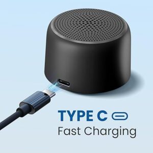 Mini HD Sound Portable Bluetooth Speaker with in-Built Mic, Strong Lanyard, Upto 4 Hours Playtime, Bluetooth 5.3V, Type C Fast Charging, Light Weight (Black)