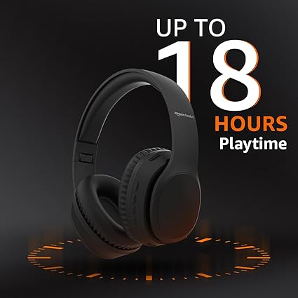 Wireless Over Ear Headphones, Bluetooth 5.4, 40mm Drivers, 18H Playtime, Foldable Lightweight Design with Aux Support, Deep Bass & Mic, Black - Image 2