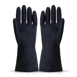 Duty Rubber Hand gloves - 1 Pair (Free Size, Black) for Dishwashing, gardening, kitchen cleaning