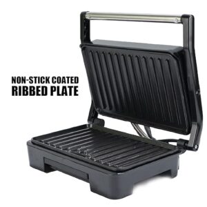 Sandwich Maker with Floating Hinges, 1000Watt, Panini/Grill/Toast (Black)