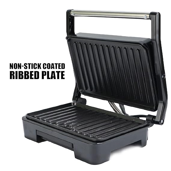 Sandwich Maker with Floating Hinges, 1000Watt, Panini/Grill/Toast (Black)