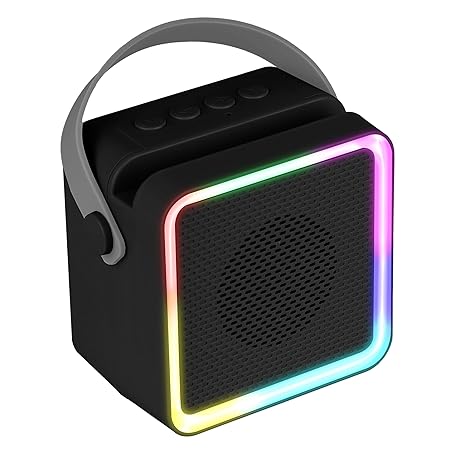 Portable Bluetooth Speaker, 8 Watts, Upto 7 Hours Playback, Passive Radiator, BTv5.3 | TWS | USB | mSD, RGB LED, Call Function, Compact Design, Carry Strap (Black)