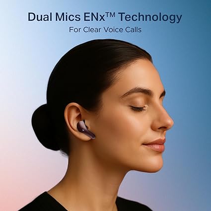 Airdopes Plus 311,Glass Design,ENx Tech,50 H Battery, Fast Charge, Stream Ad Free Music via App Support, Bluetooth Earbuds, TWS Ear Buds Wireless Earphones with mic (Midnight Blue) - Image 3