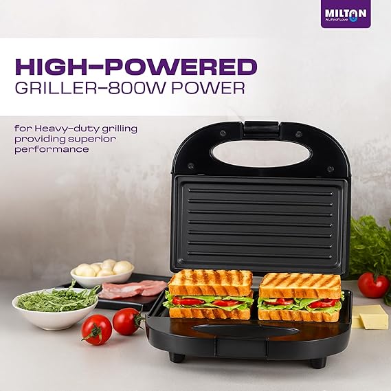 Express 800 Watt Grill Sandwich Maker | Electric Toaster Griller Sandwich Maker | Non Stick Coating Grill Plates | Power Indicators | 1 Year Warranty | Black - Image 2