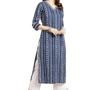Womens Cotton Straight Fit Printed Kurta