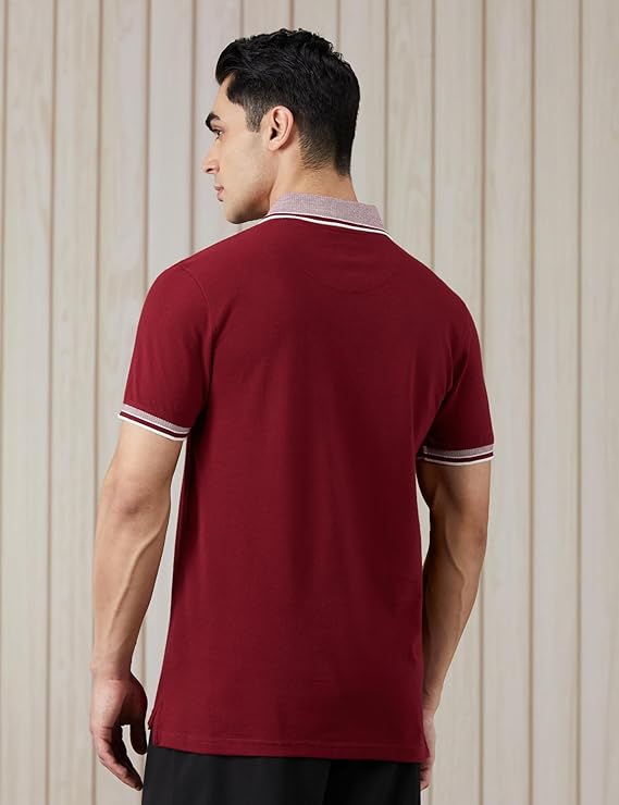Cotton Rich Solid Zipper Polo Collar Tshirts | Half Sleeves | Plain-Regular Fit (Available in Plus Sizes) - Image 3