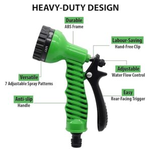 Garden Hose 7 Pattern High Pressure Garden Hose Nozzle Water Spray Gun With Leak Proof 2 Pcs Metal Grip Lock Gardening Washing Gun (MULTI COLOUR) (Green