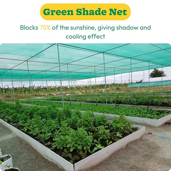 Green Shade Net for Garden & Balcony, 75 Percent Shade Green Mesh Net for Plants, Sunlight Protection Balcony Cover, Agro Use (10 ft x 10 ft - Image 2