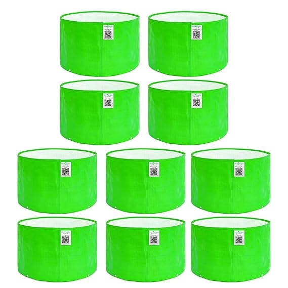 HDPE UV-Protected 260 GSM Round Green Colour Plant Bags Suitable for Terrace and Vegetable Gardening 9X6 Inch Pack of 10