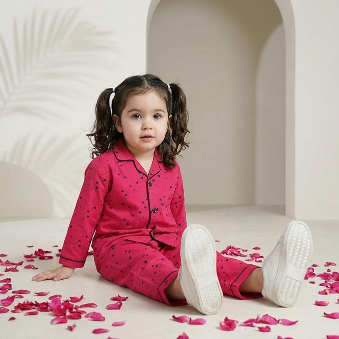 Kids Cotton Printed Full Sleeves Night Suit - Image 3