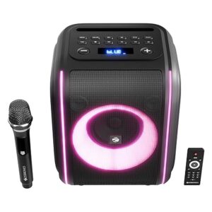 Speaker, 60W Output, 8h Playback, 8-inch Driver, RGB Lights, BT v5.4, USB, mSD, AUX, Type-C Charging, Karaoke, Wireless Mic, TWS, Mobile Holder, Remote Control (Sound Feast 880)