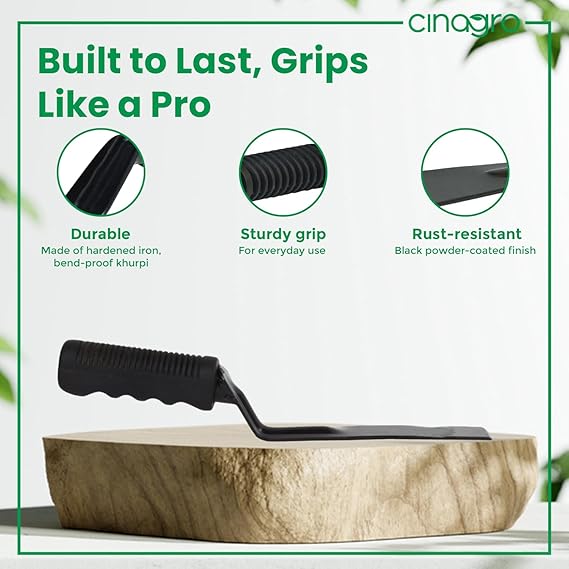 Khurpi 1-inch Metal Blade, Tools for Soil Tilling, Rust-Free Khurpi for Garden, Plant Tool for Digging in Garden, for Indoor Gardens and Small Planters (Black) - Image 2