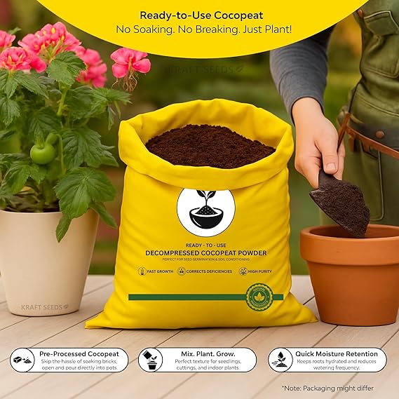 Cocopeat 5kg Ready to Use - Organic Coconut Coir Fiber Growing Medium, Cocopeat Block for Home Gardening & Potted Plants, Potting Soil Mix, 100% Natural Soil Conditioner, Eco-Friendly - Image 4