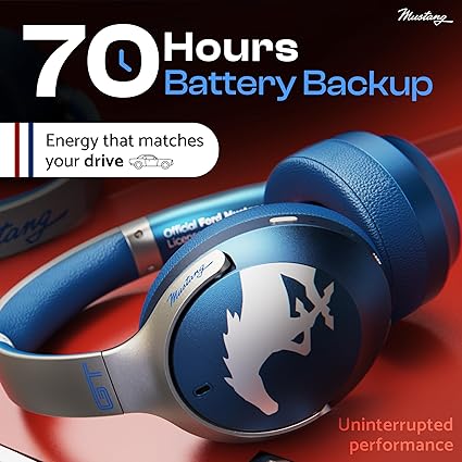 Ear Bluetooth Headphones 70H Playtime, 40mm Bass Drivers, Zen ENC Mic, Type-C Fast Charging, 4 EQ Mode, Bluetooth 5.4, AUX Option, IPX5 Wireless Headphones - Image 2