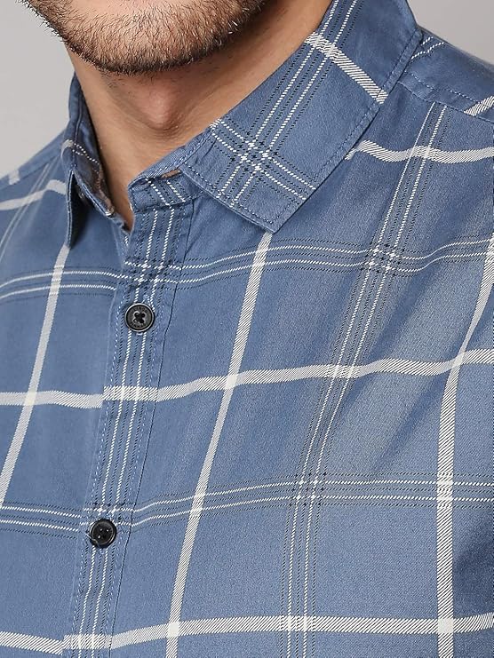Men's Checkered Slim Fit Cotton Casual Shirt - Image 3