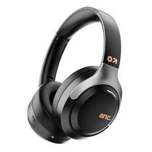 Bluetooth Wireless Over Ear Headphones with Mic, Active Noise Cancellation, 72H Playtime, AUX, Type-C Fast Charging, 40mm Bass Drivers, ANC Headphones