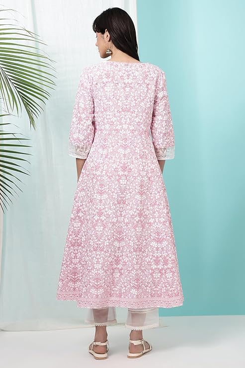 Woman Women's Cotton Printed Regular Kurtas - Image 3