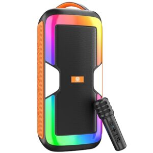 Partybox 80W Portable Karaoke Bluetooth Speaker with Wireless Mic | Dual Boom Box Speaker | RGB Party Lights | Deep Bass Sound | Type-C Charging | USB/TF/AUX | for Home & Parties (D-1342)