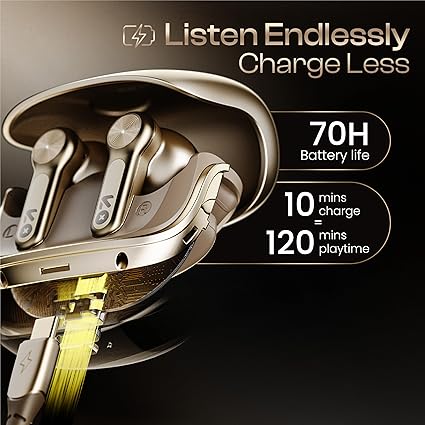 Ear TWS Earbuds with 70H Playtime, App Support, Quad Mic ENC, Dual Device Pairing, 10mm Bass Driver, 50ms Ultra Low Latency, Bluetooth 5.4 Wireless Earbuds (Champagne) - Image 4