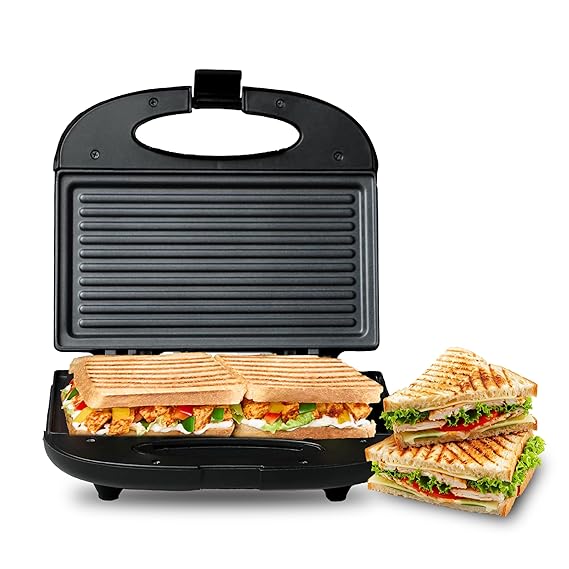 Express 800 Watt Grill Sandwich Maker | Electric Toaster Griller Sandwich Maker | Non Stick Coating Grill Plates | Power Indicators | 1 Year Warranty | Black